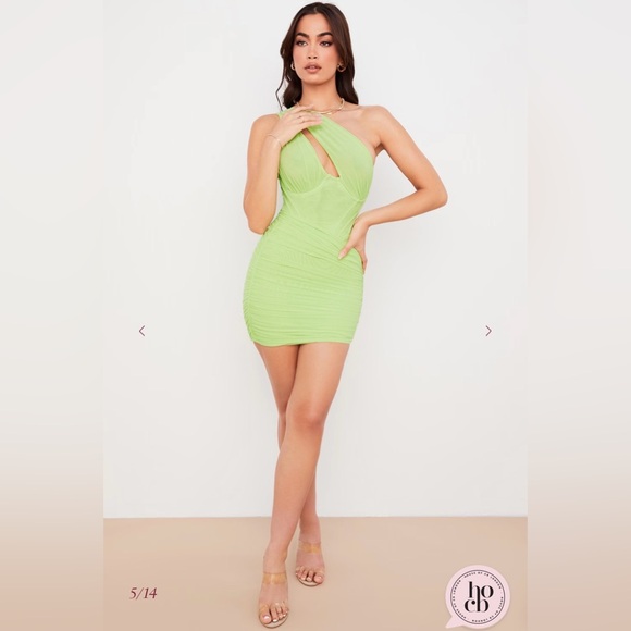 House of CB - ‘CLEMENTINE’ LIME CUT OUT MINI DRESS - Picture 5 of 16